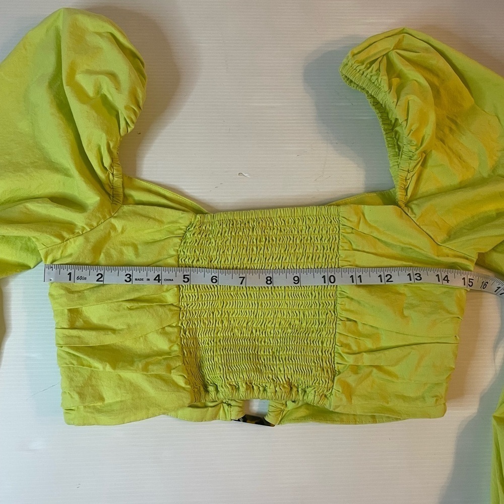 Lovers and Friends Delilah Crop Long Sleeve Lime Green Top Size Medium - Picture 8 of 9